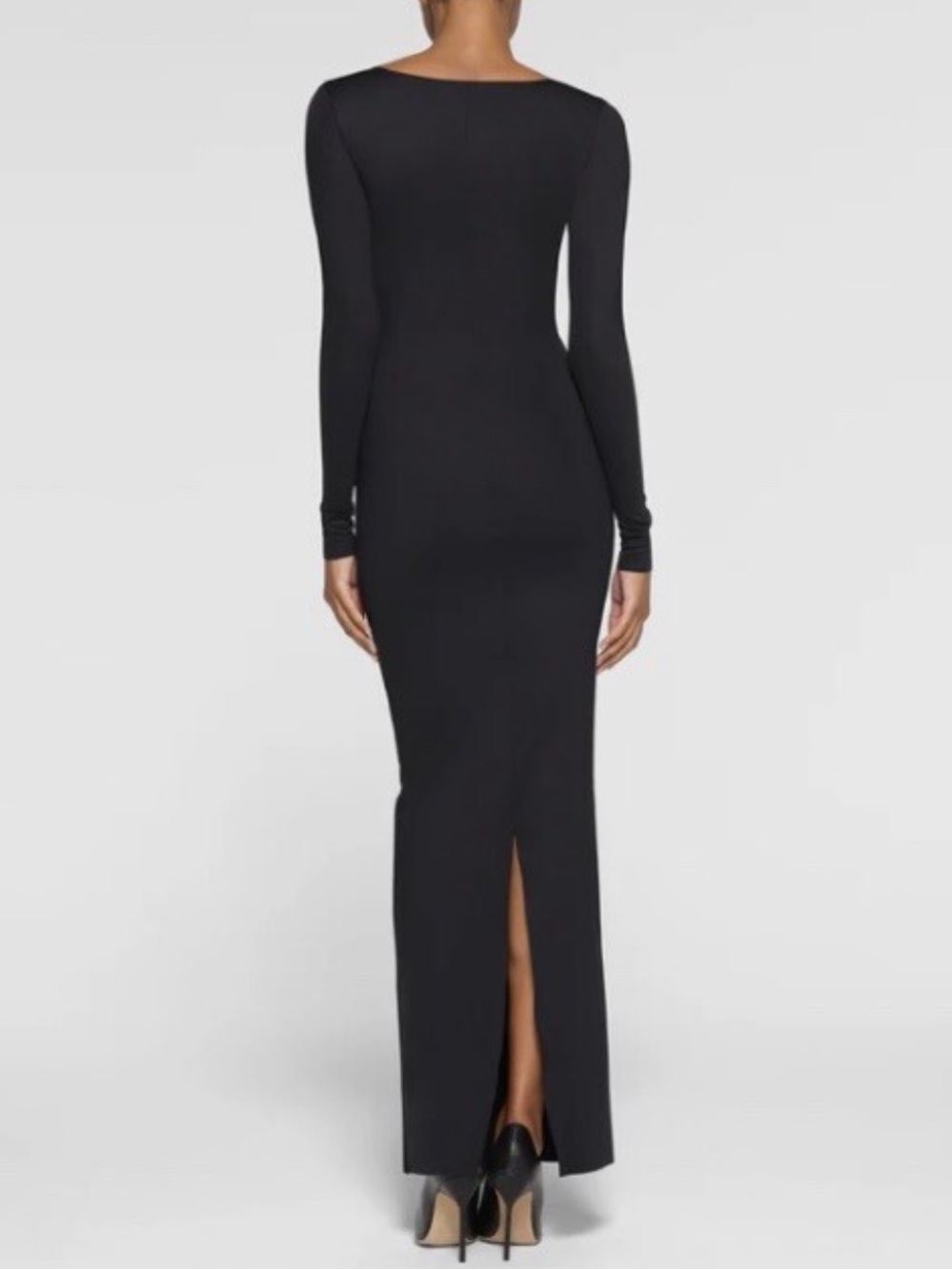 SKIMS body long sleeve slip dress XL onyx compression shaping timeless LBD - Picture 11 of 15